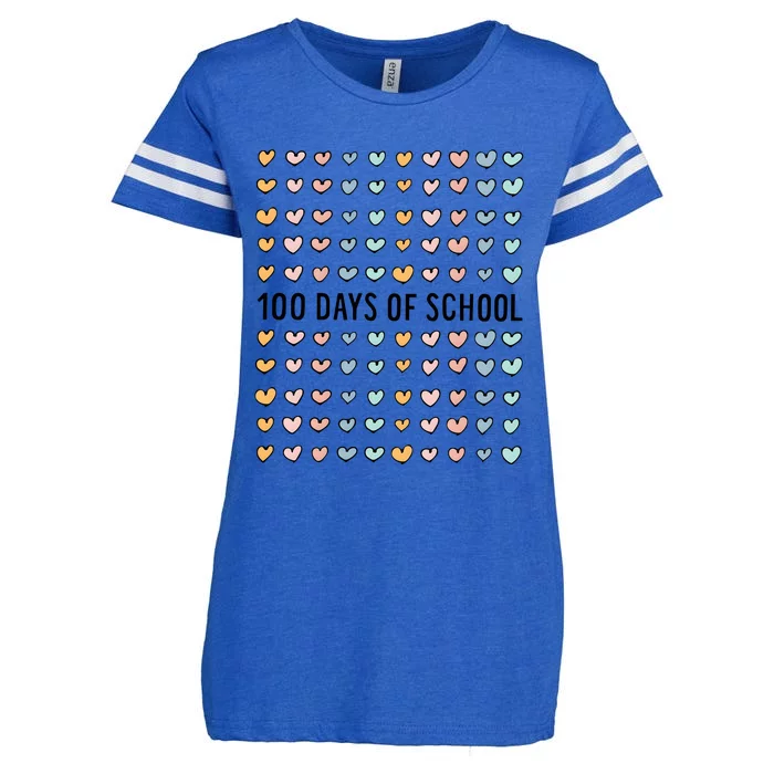 100 Days Of Hearts Celebrate 100th Day Of School Enza Ladies Jersey Football T-Shirt