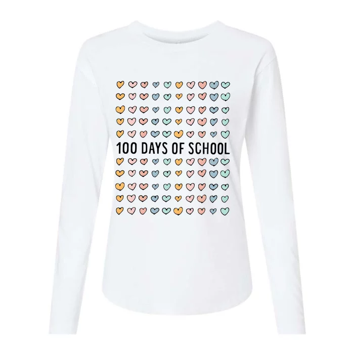 100 Days Of Hearts Celebrate 100th Day Of School Womens Cotton Relaxed Long Sleeve T-Shirt