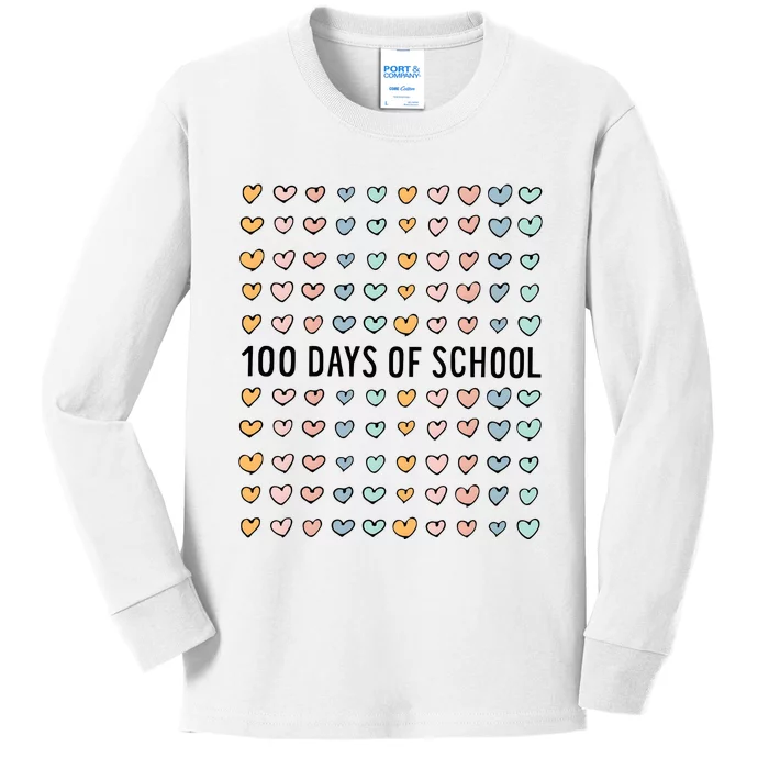 100 Days Of Hearts Celebrate 100th Day Of School Kids Long Sleeve Shirt