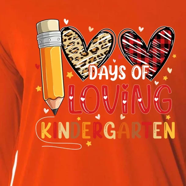 100 Days Of Loving Kindergarten Heart 100th Day Of School Meaningful Gift Cooling Performance Long Sleeve Crew