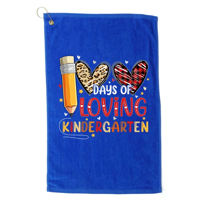 100 Days Of Loving Kindergarten Heart 100th Day Of School Meaningful Gift Platinum Collection Golf Towel