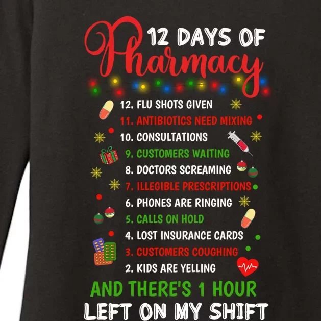 12 Days Of Pharmacy Funny Christmas Pharmacist Tech Xmas Gift Womens CVC Long Sleeve Shirt