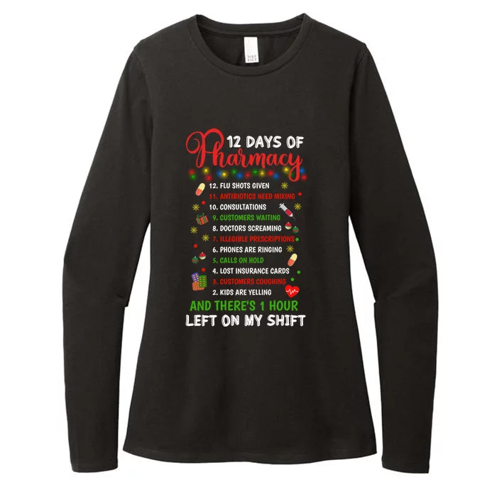 12 Days Of Pharmacy Funny Christmas Pharmacist Tech Xmas Gift Womens CVC Long Sleeve Shirt