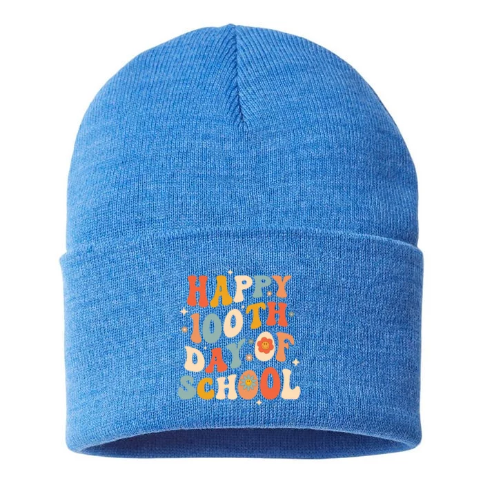 100th Day Of School Teachers Happy 100 Days Gift Sustainable Knit Beanie