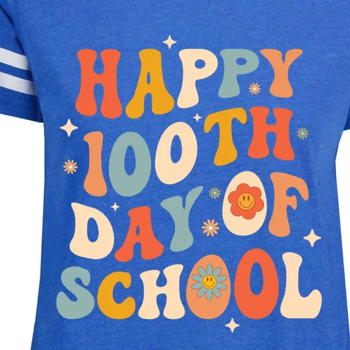 100th Day Of School Teachers Happy 100 Days Gift Enza Ladies Jersey Football T-Shirt