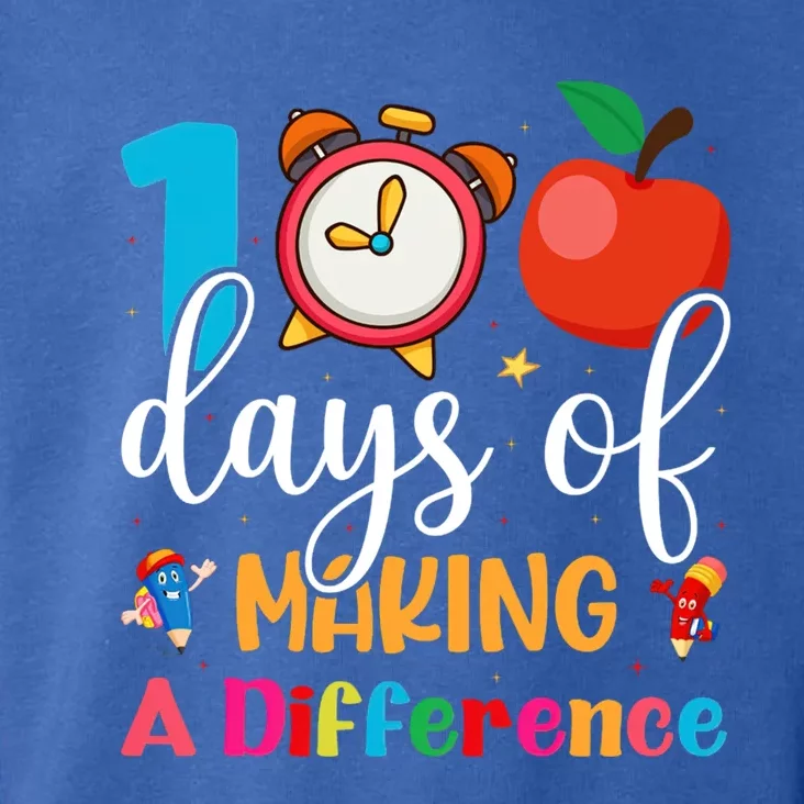 100 Days Of Making Difference 100th Day Of School Teacher Gift Toddler Hoodie