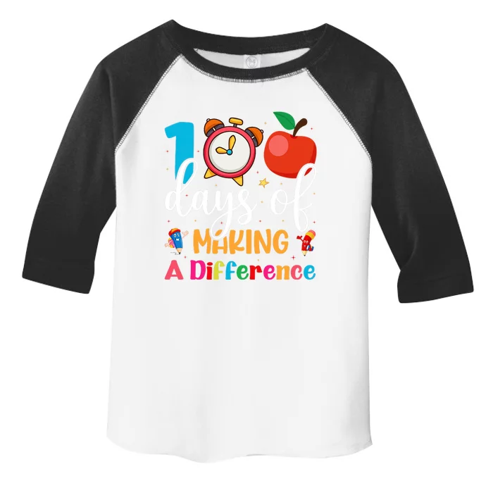 100 Days Of Making Difference 100th Day Of School Teacher Gift Toddler Fine Jersey T-Shirt