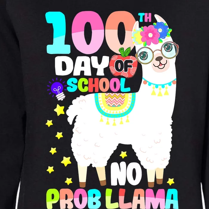 100th Day of School No Probllama Llama 100 Days Smarter Womens California Wash Sweatshirt