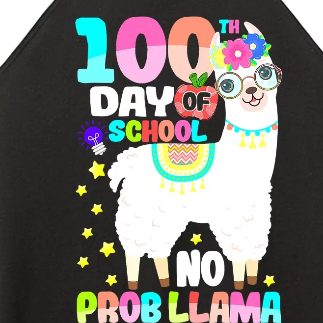 100th Day of School No Probllama Llama 100 Days Smarter Women’s Perfect Tri Rocker Tank