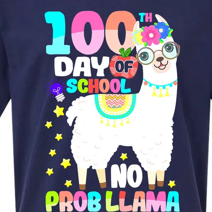 100th Day of School No Probllama Llama 100 Days Smarter Sueded Cloud Jersey T-Shirt