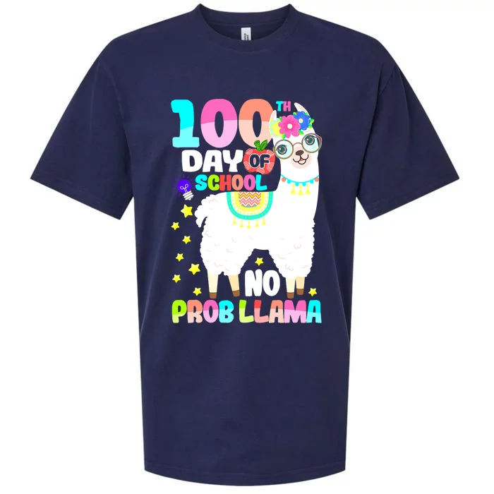 100th Day of School No Probllama Llama 100 Days Smarter Sueded Cloud Jersey T-Shirt