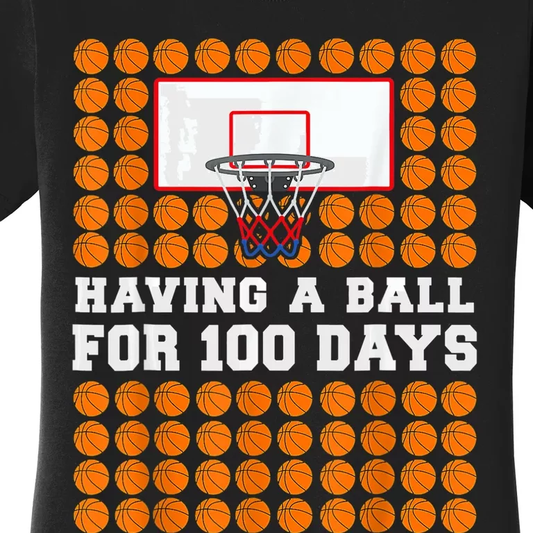 100 Days Of School Basketball 100th Day Balls For Boys Women's T-Shirt