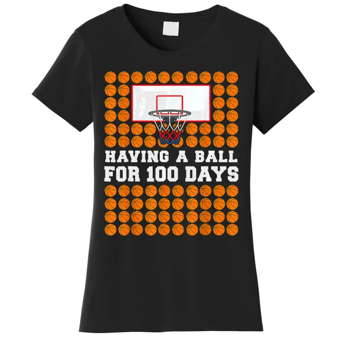 100 Days Of School Basketball 100th Day Balls For Boys Women's T-Shirt