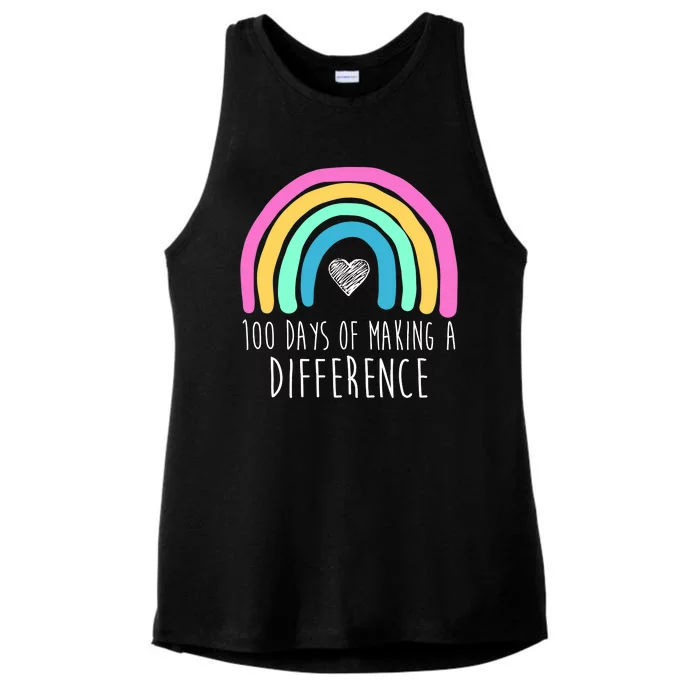 100 Days Of Making A Difference 100th Day Of School Ladies Tri-Blend Wicking Tank