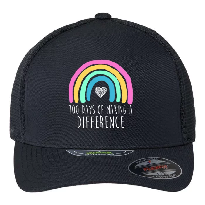 100 Days Of Making A Difference 100th Day Of School Flexfit Unipanel Trucker Cap