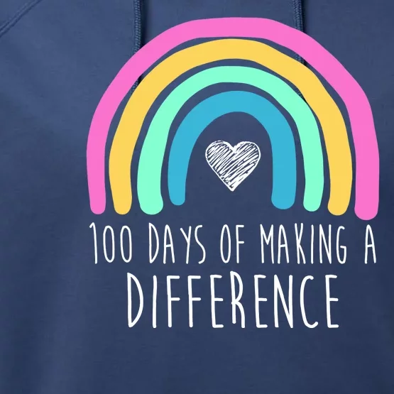 100 Days Of Making A Difference 100th Day Of School Performance Fleece Hoodie