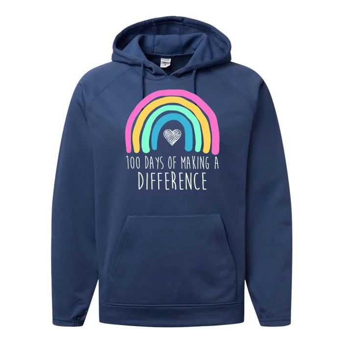 100 Days Of Making A Difference 100th Day Of School Performance Fleece Hoodie