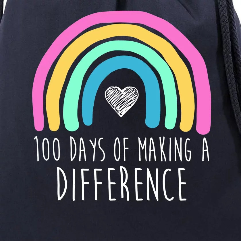 100 Days Of Making A Difference 100th Day Of School Drawstring Bag