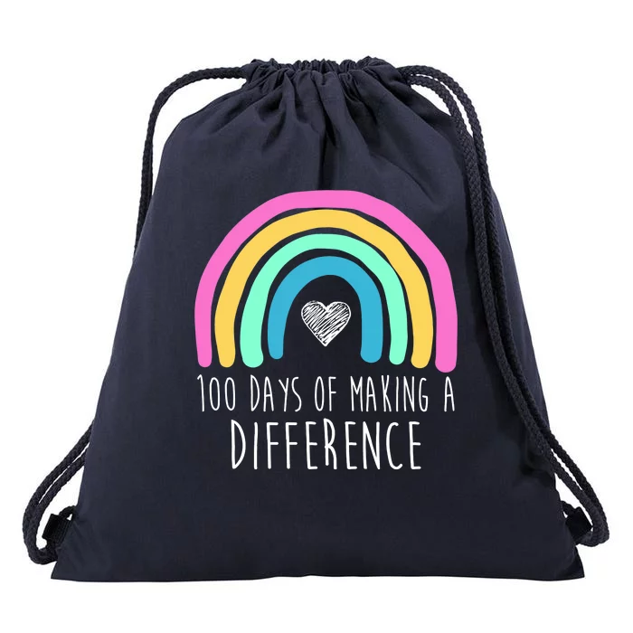 100 Days Of Making A Difference 100th Day Of School Drawstring Bag