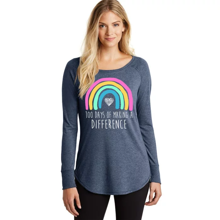 100 Days Of Making A Difference 100th Day Of School Women's Perfect Tri Tunic Long Sleeve Shirt