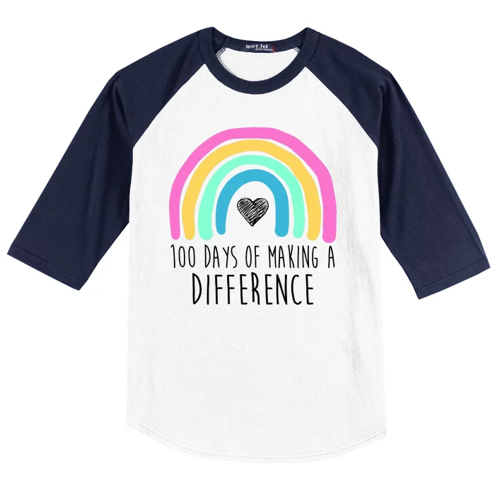 100 Days Of Making A Difference 100th Day Of School Baseball Sleeve Shirt