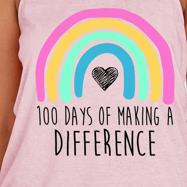 100 Days Of Making A Difference 100th Day Of School Women's Knotted Racerback Tank