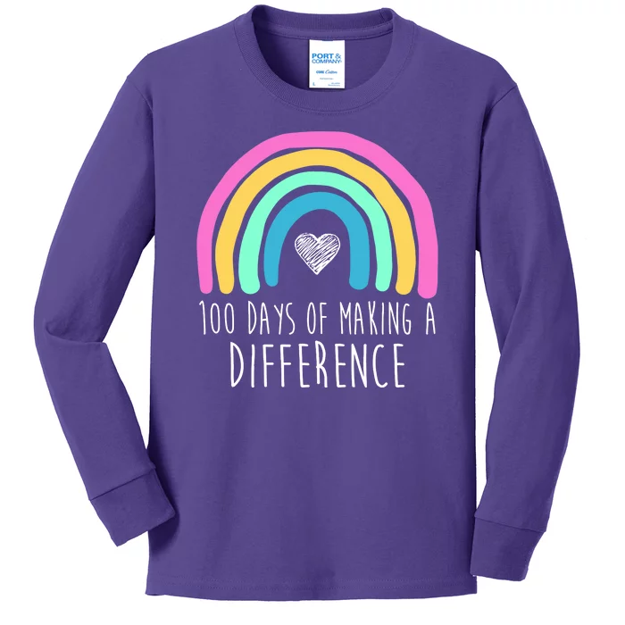 100 Days Of Making A Difference 100th Day Of School Kids Long Sleeve Shirt