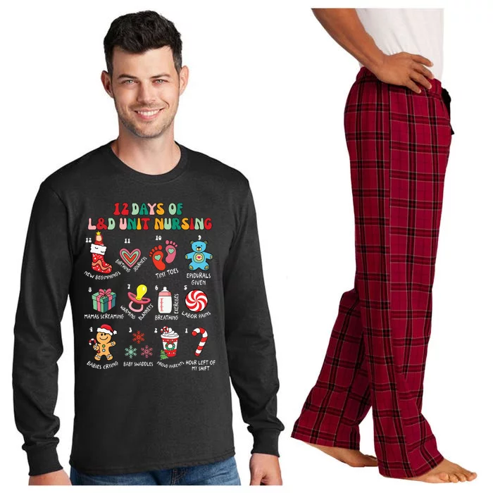 12 Days Of L&D Unit Nursing Labor & Delivery Nurse Christmas Long Sleeve Pajama Set