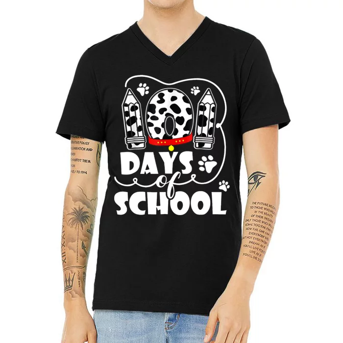 101 Days Of School Dalmatian Logo V-Neck T-Shirt