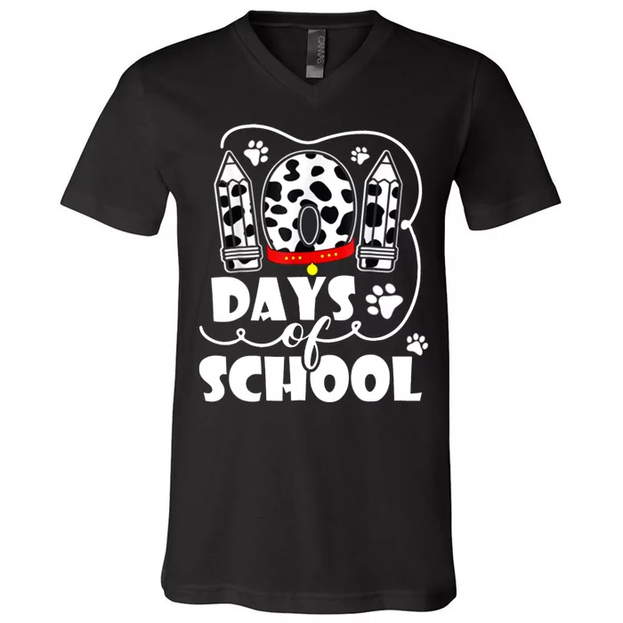 101 Days Of School Dalmatian Logo V-Neck T-Shirt