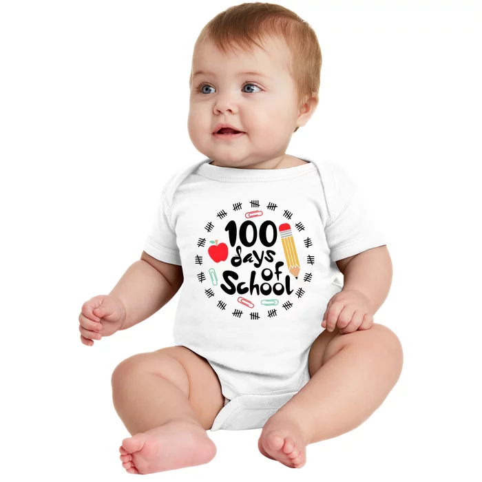 100 Days Of Hearts Celebrate 100th Day Of School Baby Bodysuit