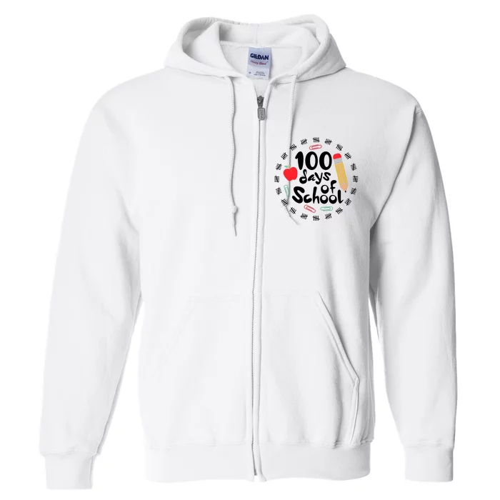 100 Days Of Hearts Celebrate 100th Day Of School Full Zip Hoodie