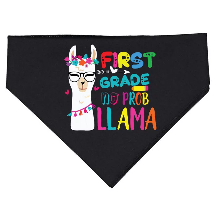 100th Day Of 1st Grade 100 Days Smarter No Prob Llama USA-Made Doggie Bandana