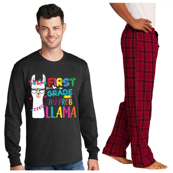 100th Day Of 1st Grade 100 Days Smarter No Prob Llama Long Sleeve Pajama Set