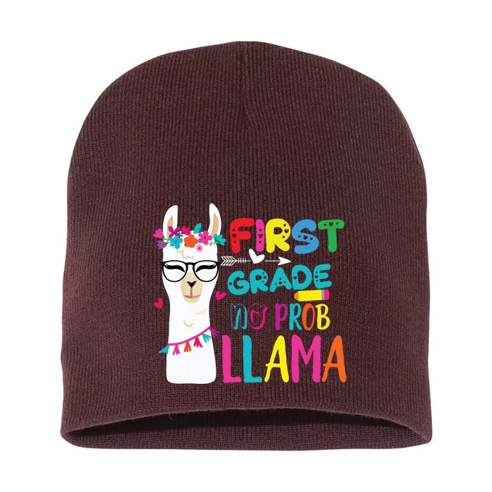 100th Day Of 1st Grade 100 Days Smarter No Prob Llama Short Acrylic Beanie