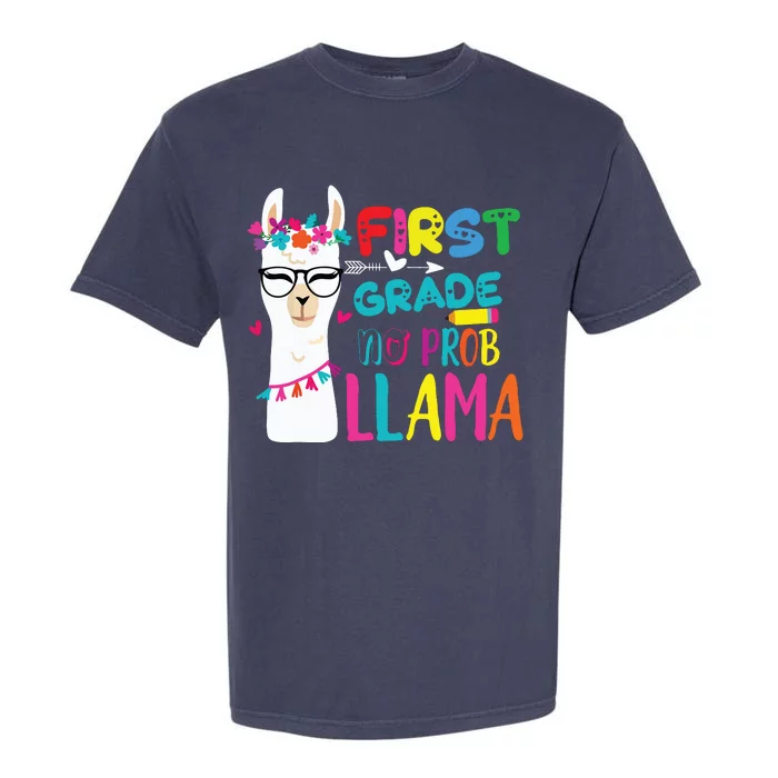 100th Day Of 1st Grade 100 Days Smarter No Prob Llama Garment-Dyed Heavyweight T-Shirt