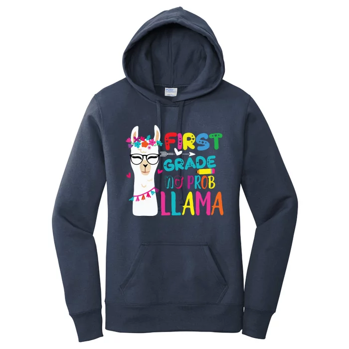 100th Day Of 1st Grade 100 Days Smarter No Prob Llama Women's Pullover Hoodie