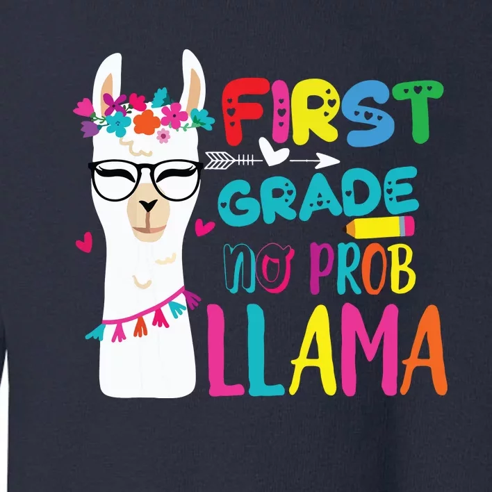 100th Day Of 1st Grade 100 Days Smarter No Prob Llama Toddler Sweatshirt