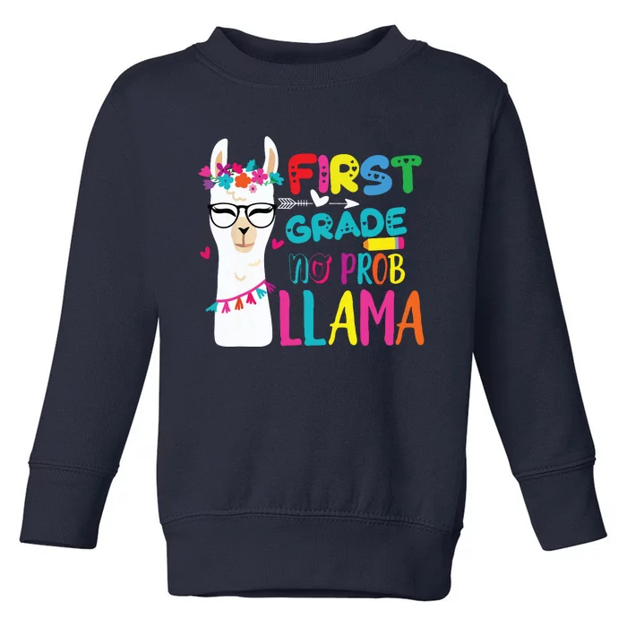 100th Day Of 1st Grade 100 Days Smarter No Prob Llama Toddler Sweatshirt