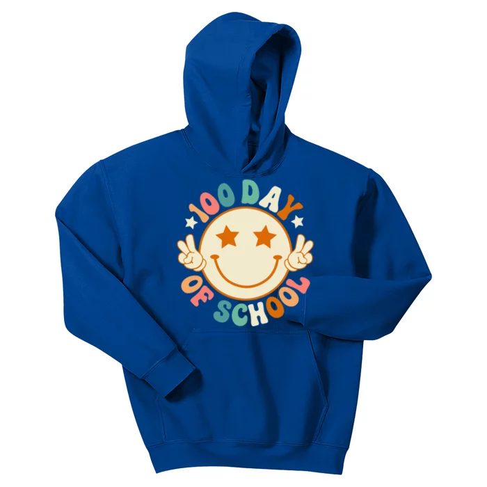 100th Days Of School Cute Happy Face 100 Days Smarter Groovy Great Gift Kids Hoodie