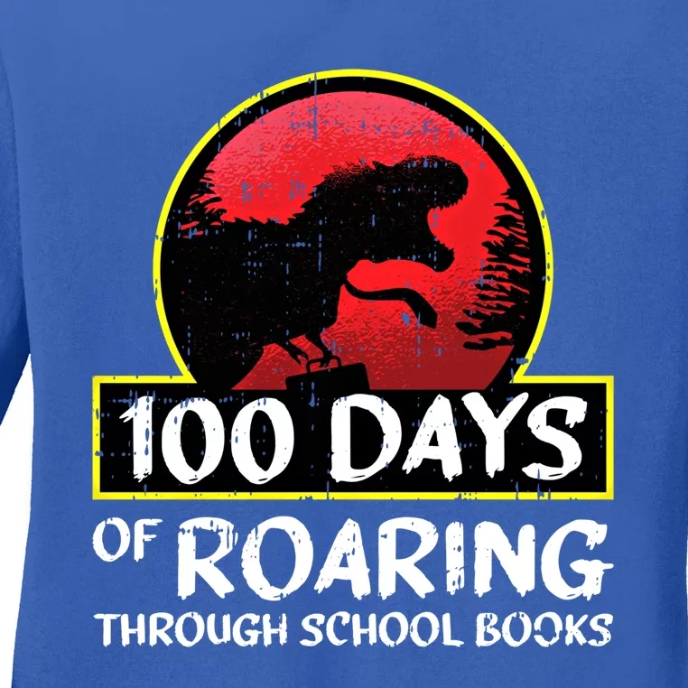 100 Days Of School Tcute Giftrex Roar Books Teacher Student Funny Gift Ladies Long Sleeve Shirt