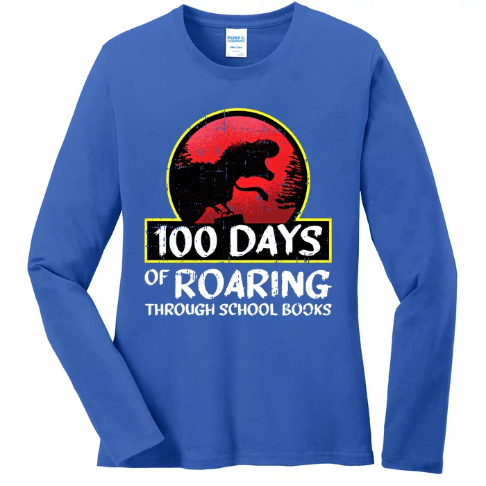 100 Days Of School Tcute Giftrex Roar Books Teacher Student Funny Gift Ladies Long Sleeve Shirt