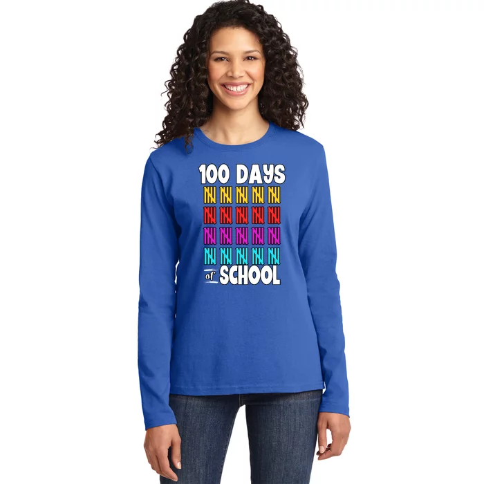 100 Days Of School Costume 100th Day Cool Gift Ladies Long Sleeve Shirt