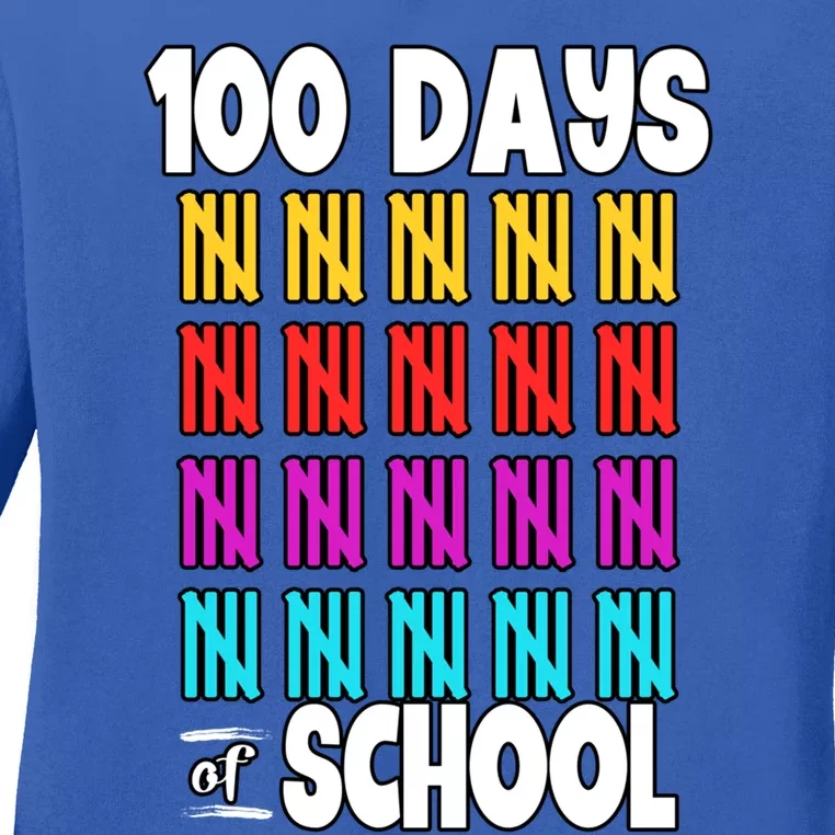 100 Days Of School Costume 100th Day Cool Gift Ladies Long Sleeve Shirt