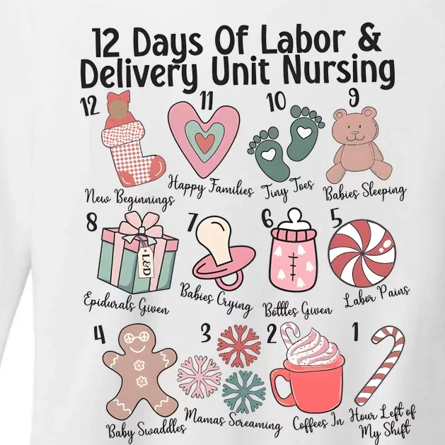 12 Days Of Labor And Delivery Unit Nursing Nurse Christmas Womens CVC Long Sleeve Shirt