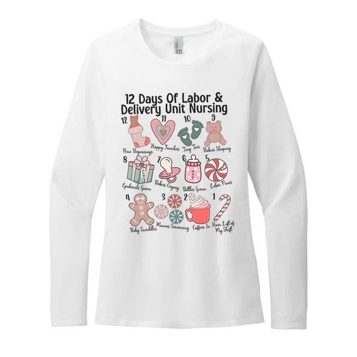 12 Days Of Labor And Delivery Unit Nursing Nurse Christmas Womens CVC Long Sleeve Shirt