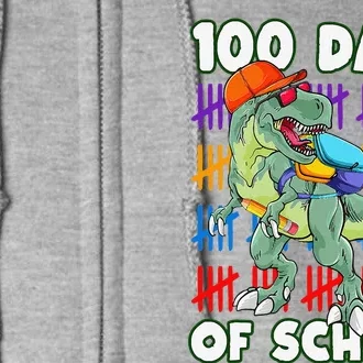 100 Days Of School Teacher Student Dinosaur Full Zip Hoodie