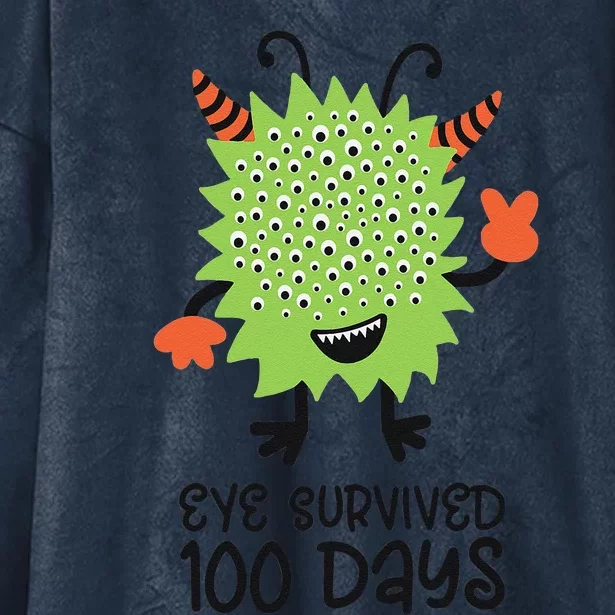 100th Day Of School Monster Eye Survived 100 Days Hooded Wearable Blanket