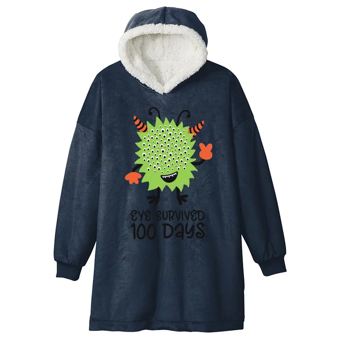 100th Day Of School Monster Eye Survived 100 Days Hooded Wearable Blanket