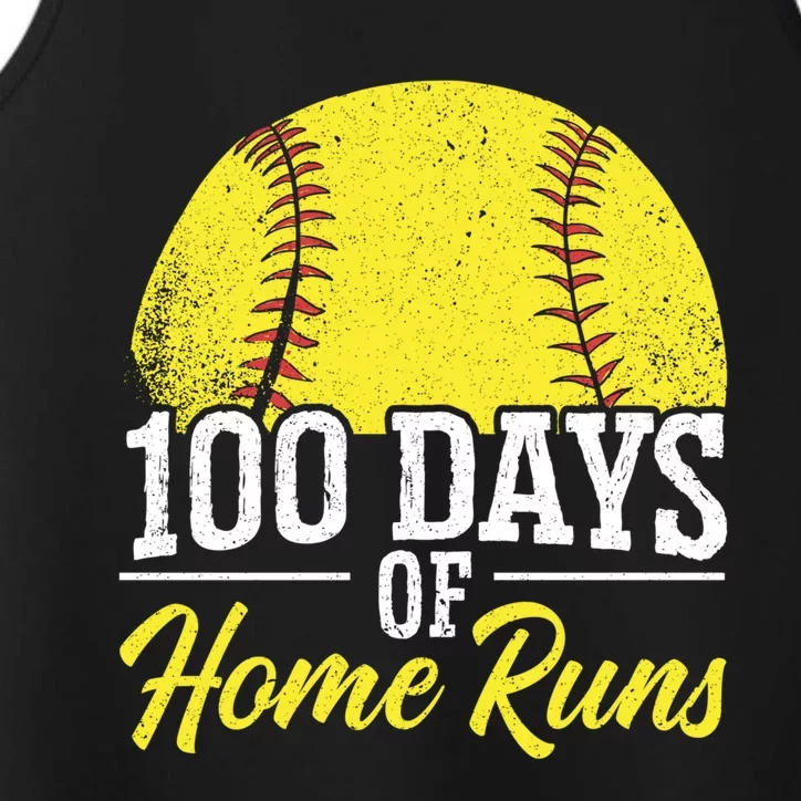 100 Days Of Home Runs School Teacher Student Educator Gift Performance Tank